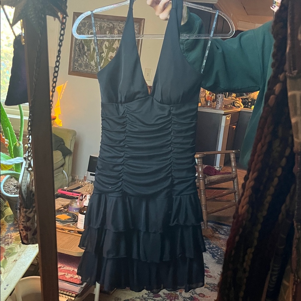 XOXO Black Ruffle Halter Dress